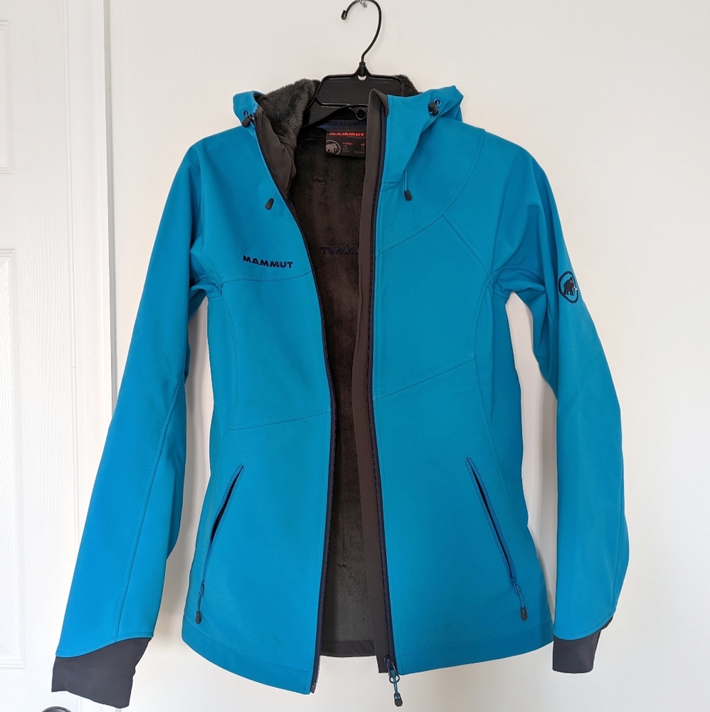 Mammut Hooded Softshell Softech Full Zip Fleece lined Women's Jacket Sz XS